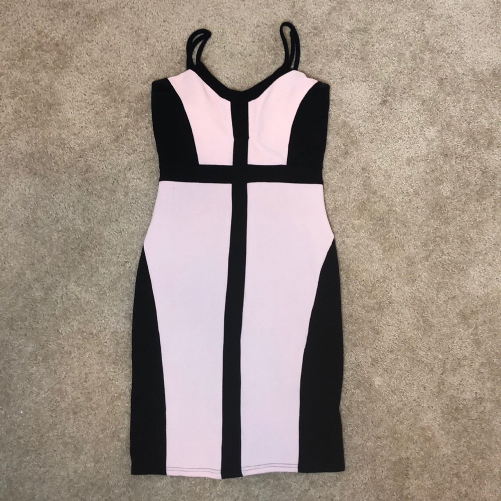 Pink & Black Midi Dress
